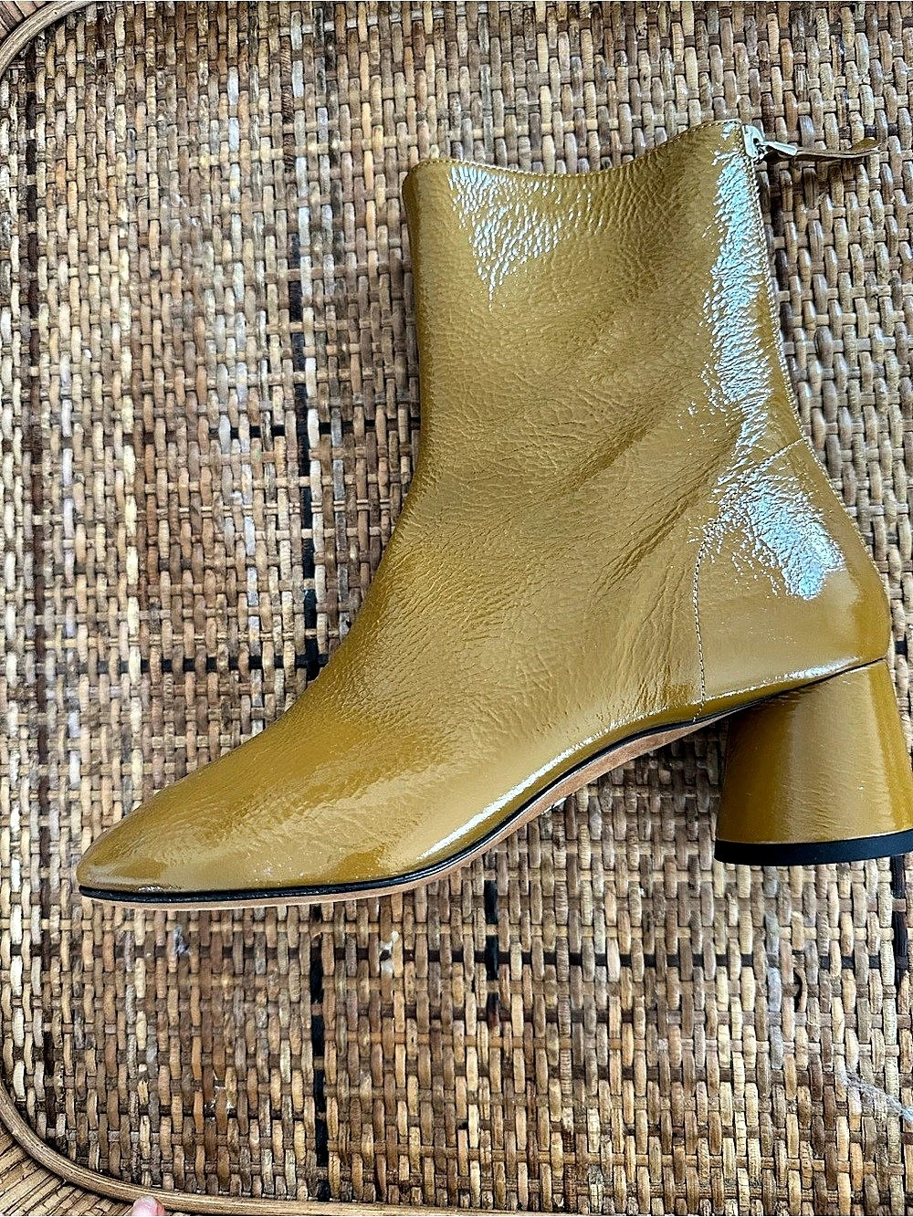 Proenza Patent Toe Heeled Boots in Brow